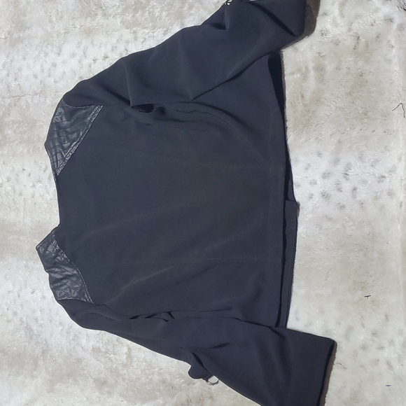 Sanctuary Asymmetrical Zip Blazer Jacket w Faux Leather Varied Sleeves Size S - Picture 5 of 5